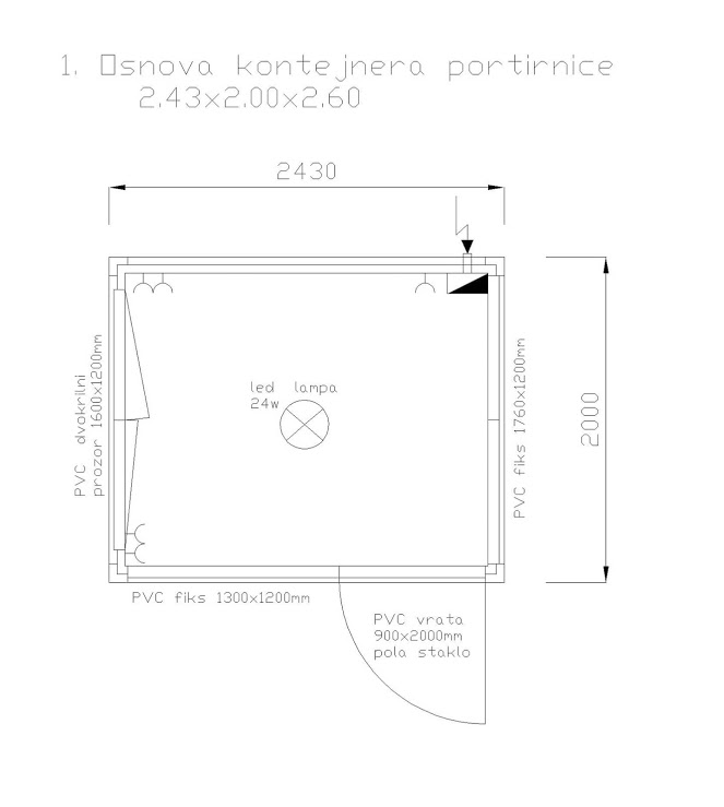 Kontejner portirnica 2.43x2.00x2.60m